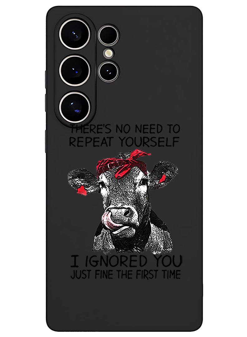 Theodor Protective Slim Fit Case Liquid Silicone Cover with Full Body Protection Anti-Scratch Shockproof Case For Samsung Galaxy S25 Ultra (Black) - there is no ned to repeat yourself - Image 1