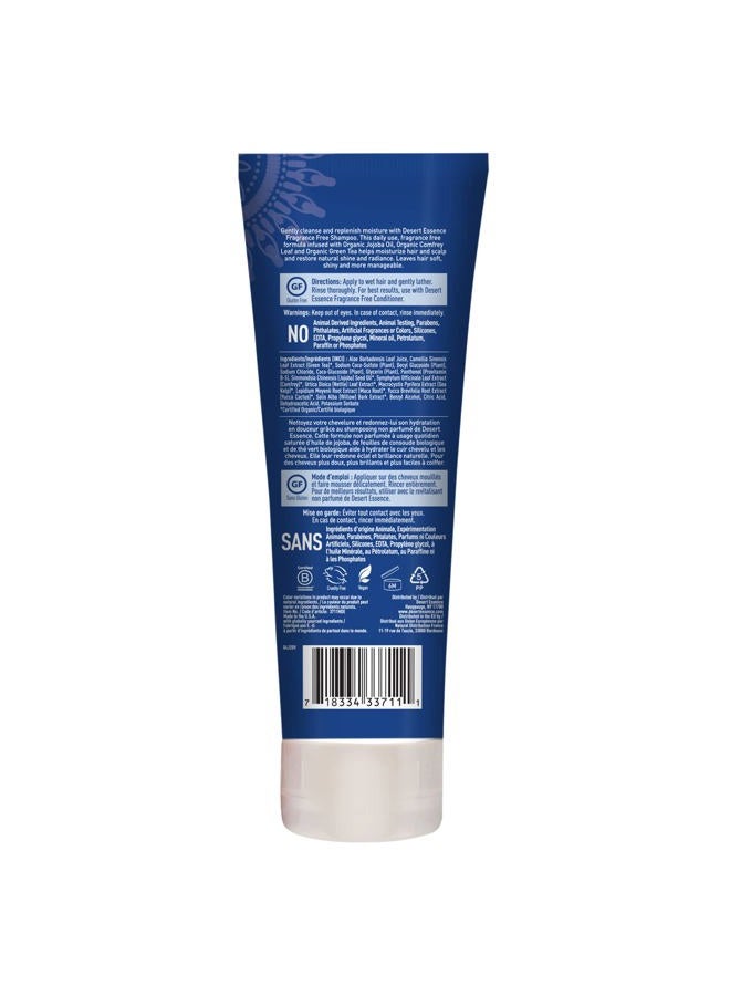 Desert Essence Organic Fragrance Free Shampoo - 8 fl oz - 2 Pack - Pure, Unscented - w/Aloe Vera, Jojoba Oil, Pro-Vitamin B5 - Calms, Soothes Sensitive Scalp - Nourishing, Revitalizing - No Parabens  - Image 2