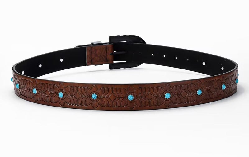 Voenkca Western-Belt Woman Turquoise-Cowgirl-Belts for Jeans-Pants - 28"-38" - Image 4