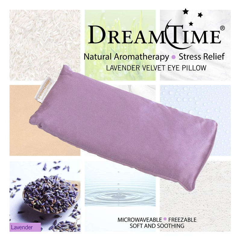 DreamTime Inner Peace Eye Pillow, Aromatherapy Lavender, Wellness and Relaxation Mask, Sooth Stress and Relieve Headaches, Purple Velvet - Image 4