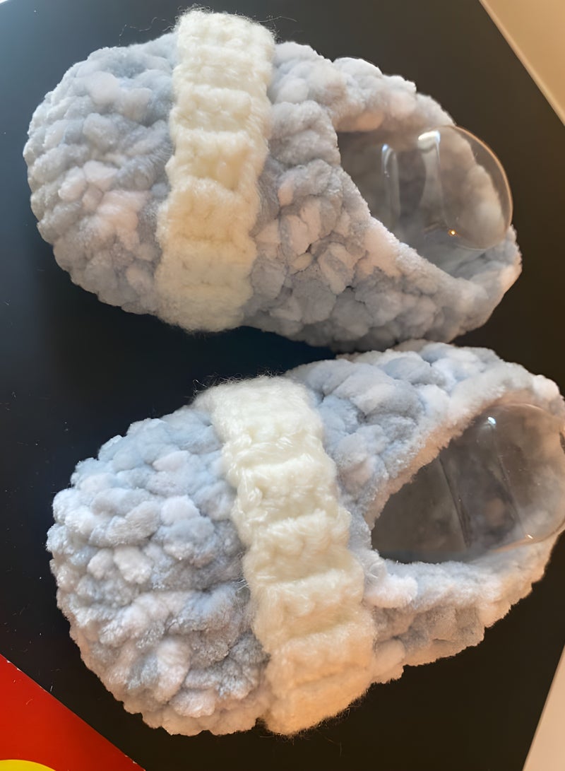 Braidise Creations White And Grey Colour Baby Booties With Style Strap Band In Front, 4 Inch Sole For 2-6 Months Baby Feet - Image 1
