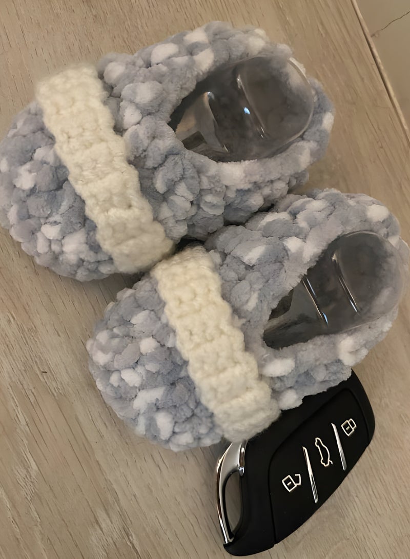 Braidise Creations White And Grey Colour Baby Booties With Style Strap Band In Front, 4 Inch Sole For 2-6 Months Baby Feet - Image 2
