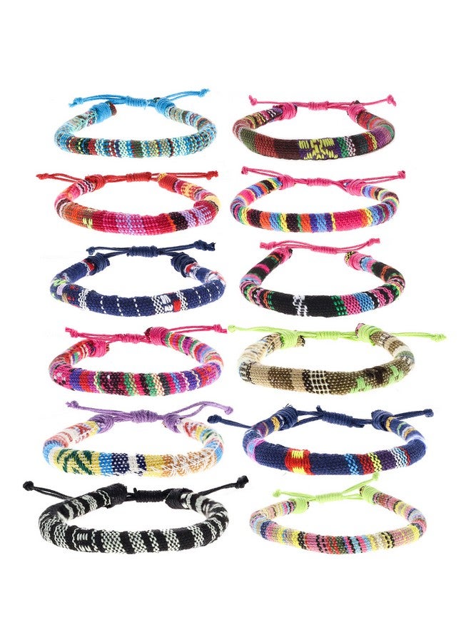 FROG SAC 12 Woven Bracelets For Women And Men, Boho Ethnic Friendship Bracelet Pack For Adults, Adjustable Vsco Stackable Beach Jewelry, Easter Basket Fillers Stocking Stuffers - Image 1