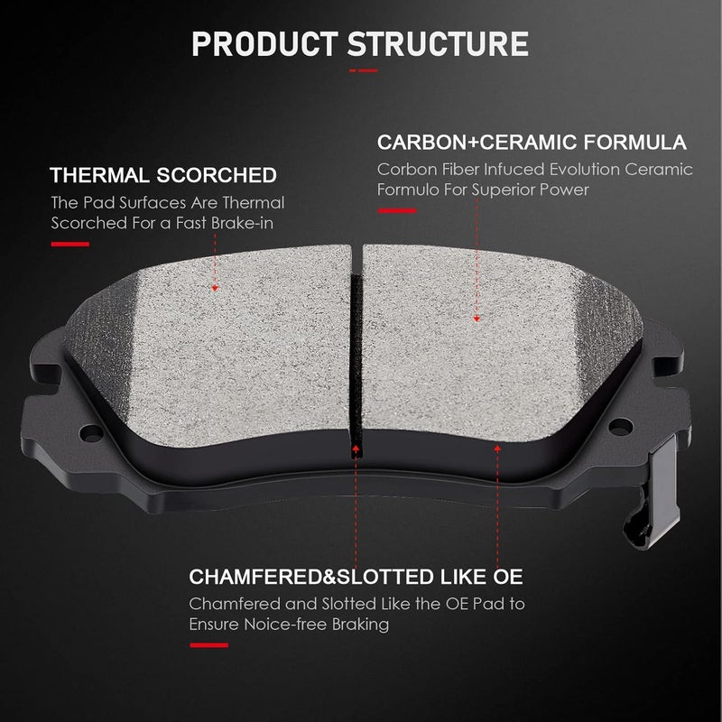cciyu Front and Rear Ceramic Brake Pads Kit - 8 Pieces for Chevrolet Equinox and GMC Terrain (2010-2017) - Image 2