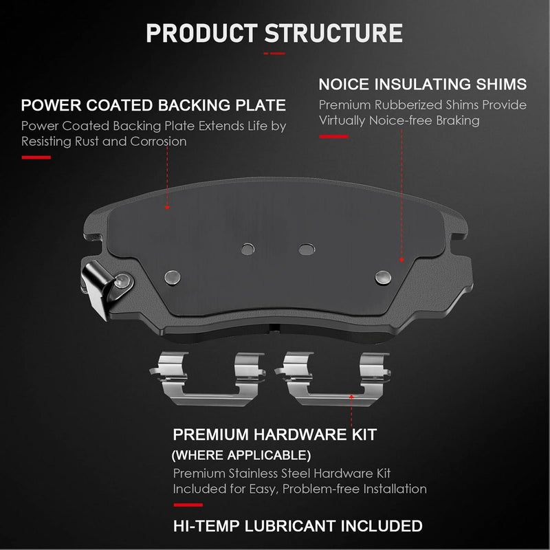 cciyu Front and Rear Ceramic Brake Pads Kit - 8 Pieces for Chevrolet Equinox and GMC Terrain (2010-2017) - Image 3