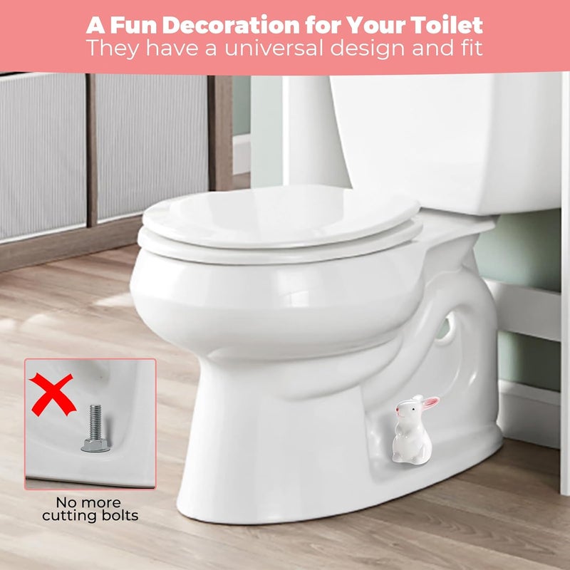 PrtMron 2pcs Ceramic Toilet Bolt Covers, Rabbit Shaped Toilet Bolt Covers Toilet Screw Cover Caps Toilet Knob Caps Decorative for Bathroom Toilet Parts Decoration - Image 5