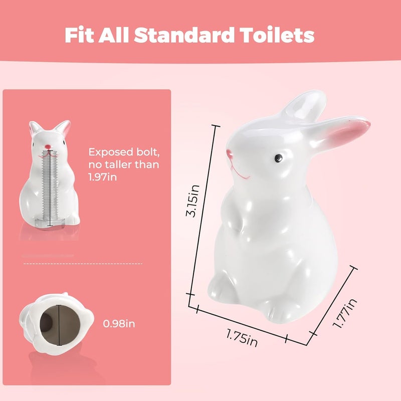 PrtMron 2pcs Ceramic Toilet Bolt Covers, Rabbit Shaped Toilet Bolt Covers Toilet Screw Cover Caps Toilet Knob Caps Decorative for Bathroom Toilet Parts Decoration - Image 3