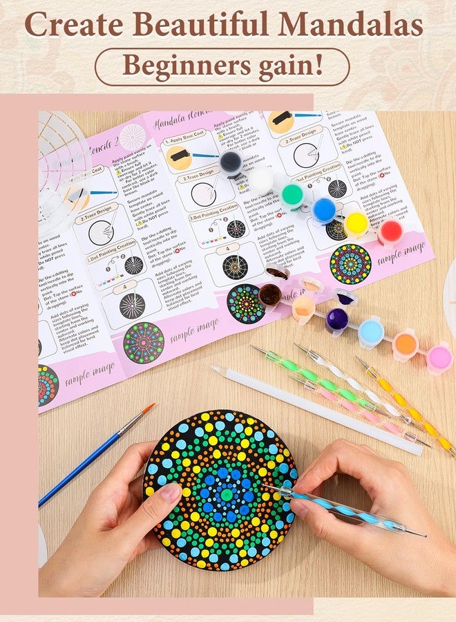 Beeplove Relaxing Crafts for Adults - Gifts for Women Mom Daughter Sister Friend Co-Worker, Beginner Friendly Mandala Rock Painting Kit with Stencils Dotting Tools - Image 4