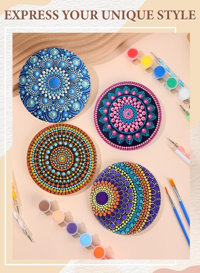 Beeplove Relaxing Crafts for Adults - Gifts for Women Mom Daughter Sister Friend Co-Worker, Beginner Friendly Mandala Rock Painting Kit with Stencils Dotting Tools - Image 3