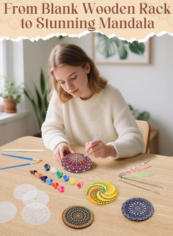 Beeplove Relaxing Crafts for Adults - Gifts for Women Mom Daughter Sister Friend Co-Worker, Beginner Friendly Mandala Rock Painting Kit with Stencils Dotting Tools - Image 2