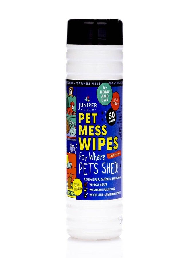 Juniper CLEAN, Pet Mess Wipes for Pets Cleansing, Wipes for Dogs and Puppies–Remove Fur, Dander, Smells from Vehicle Seats, Washable Furniture, Wood, Tile, and Laminate Floors, 50 Count (Pack of 1) - Image 1