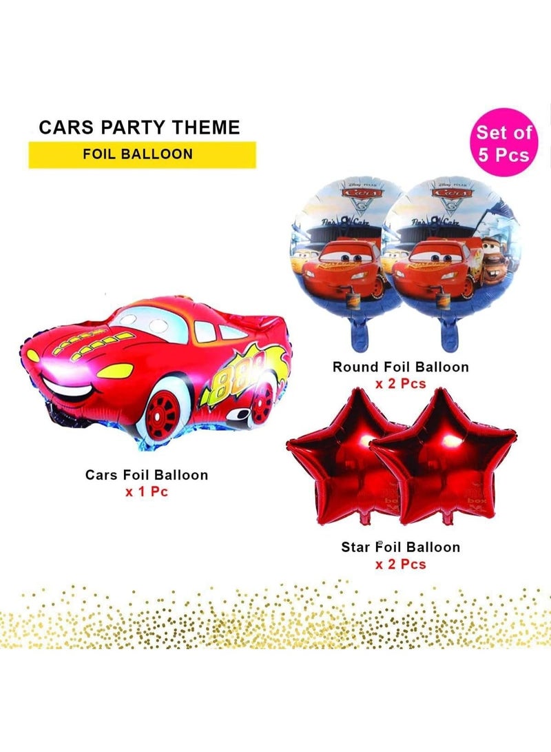 McQueen Car Foil Balloon Set for Boys Birthday Party – 5 Pcs Cars Theme Birthday Decorations with Red Star & Round Balloons, Happy Birthday Party Supplies - Image 3