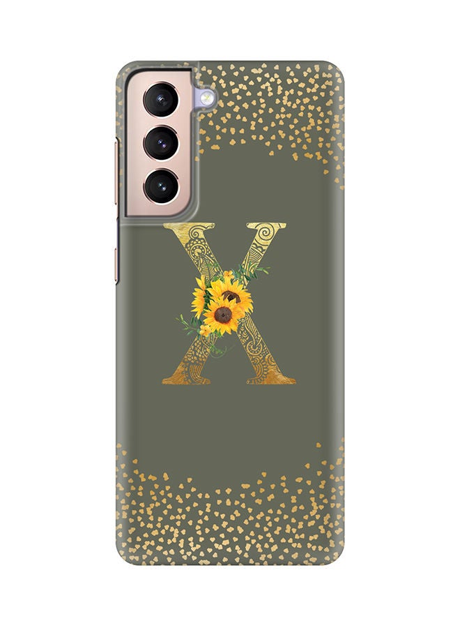 Stylizedd Monogram Slim Cover for Samsung Galaxy S21 Plus 5G Case Custom Initials Letter Floral Pattern Snap Series Mobile Cover Matte Alphabet  - X (Olive Green) - Image 1