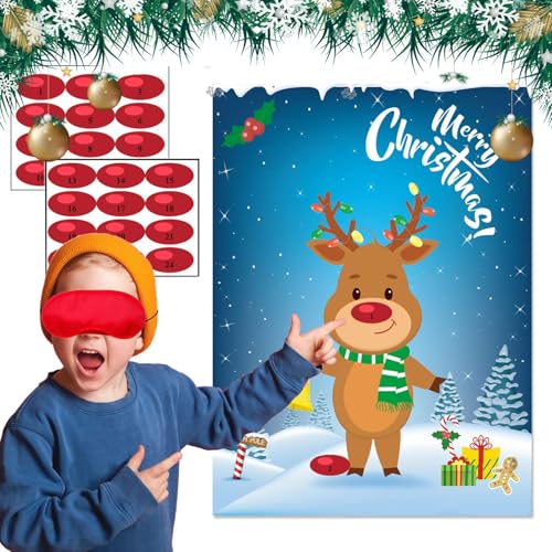 Funnlot Christmas Party Games for Kids Pin The Nose On The Deer Kids Christmas Games for Party Christmas Activities for Families Pin The Nose On The for Adults Christmas Games - Image 1