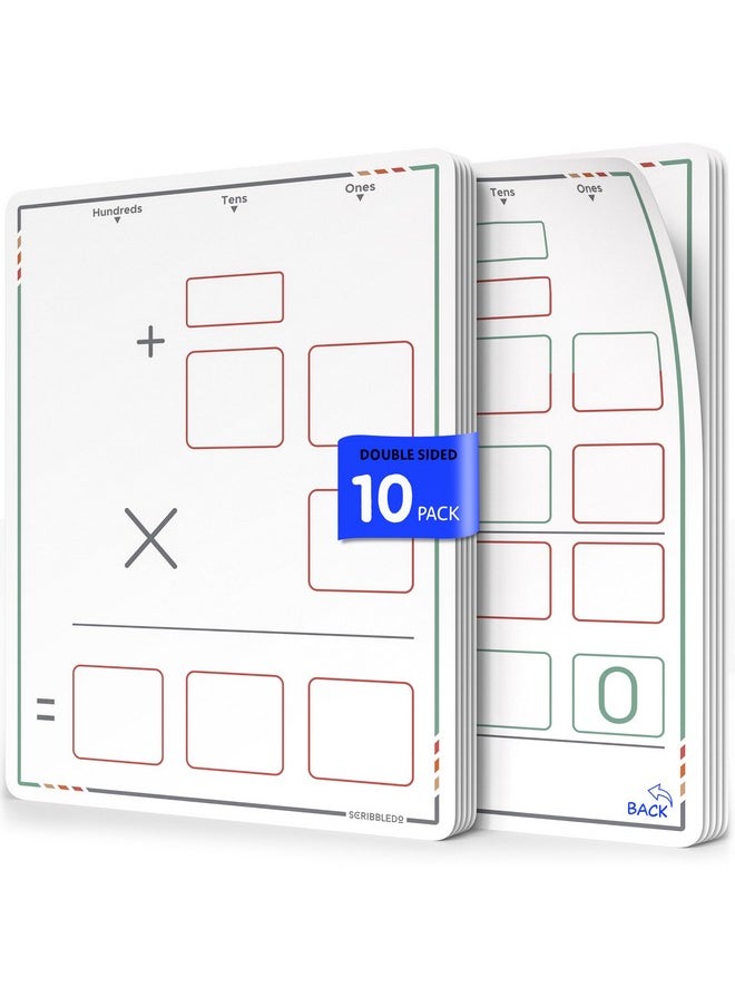 Scribbledo Multiplication Math Practice 9”X12” Small White Board Dry Erase Sheets Math Manipulatives 3Rd Grade Times Table Math Supplies Teacher Students Classroom Pack Of 10 Sheets  - Image 1