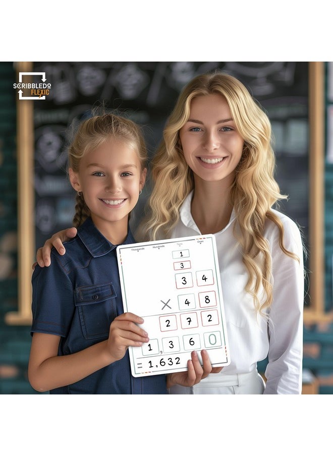 Scribbledo Multiplication Math Practice 9”X12” Small White Board Dry Erase Sheets Math Manipulatives 3Rd Grade Times Table Math Supplies Teacher Students Classroom Pack Of 10 Sheets  - Image 5