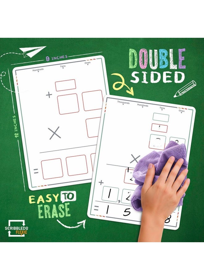 Scribbledo Multiplication Math Practice 9”X12” Small White Board Dry Erase Sheets Math Manipulatives 3Rd Grade Times Table Math Supplies Teacher Students Classroom Pack Of 10 Sheets  - Image 2