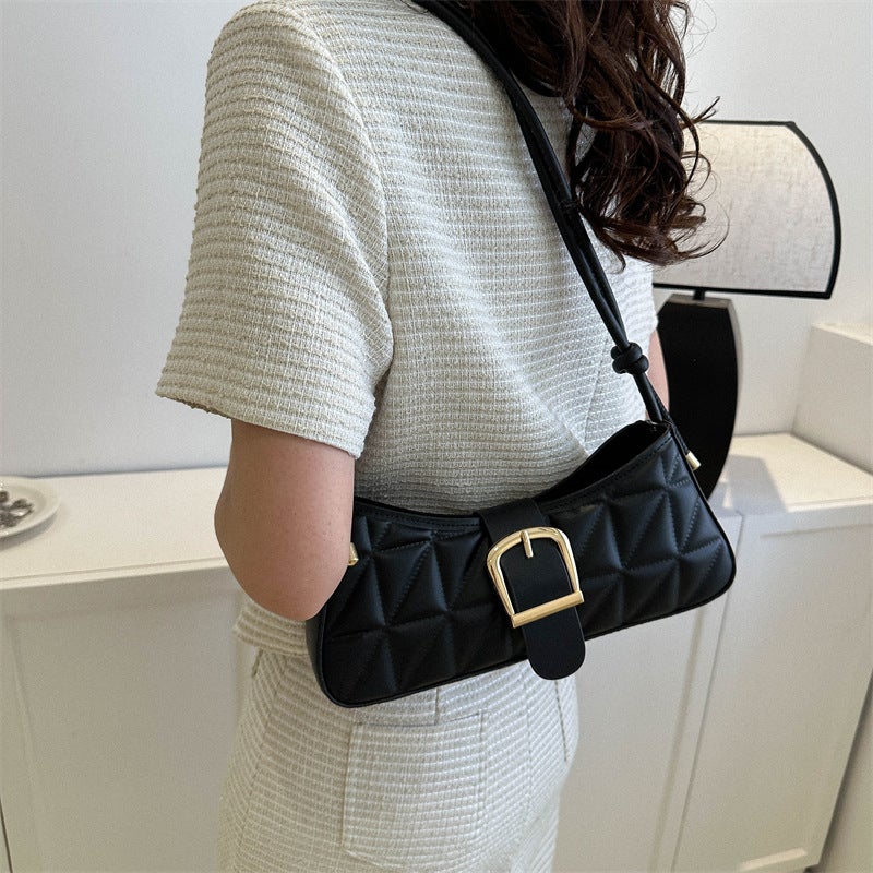 French Style Elegant Commuter Women'S Bag New Solid Color Simple Textured Underarm Bag Commuter Fashionable Shoulder Crossbody Handbag - Image 3