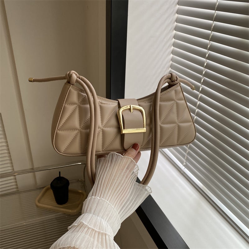 French Style Elegant Commuter Women'S Bag New Solid Color Simple Textured Underarm Bag Commuter Fashionable Shoulder Crossbody Handbag - Image 2