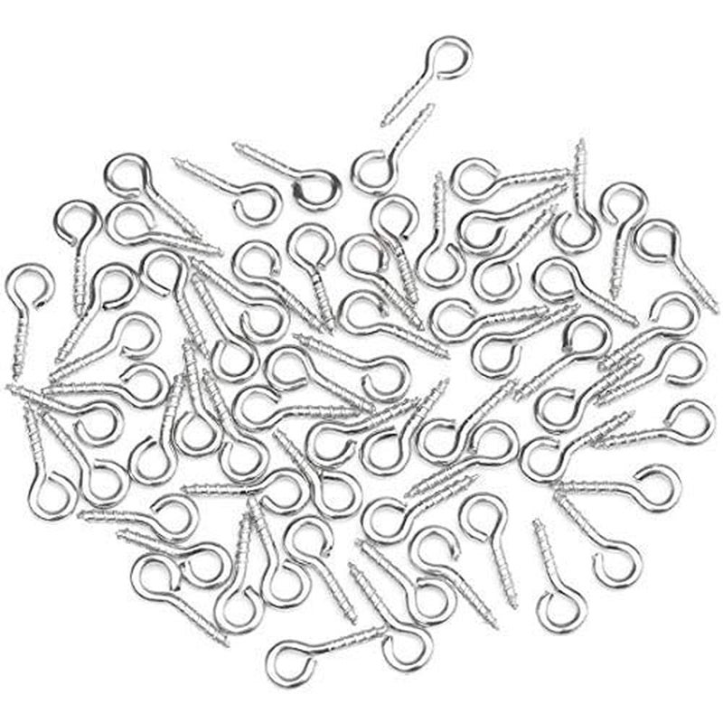 Diy Crafts CTDIYHI47513 1 Inch Small Screw Eyes Metal Eye Screw Hooks Self Tapping Screws Hook Ring Eyelet Hooks Silver 50 Piece Rust Proof Coating Gold - Image 2