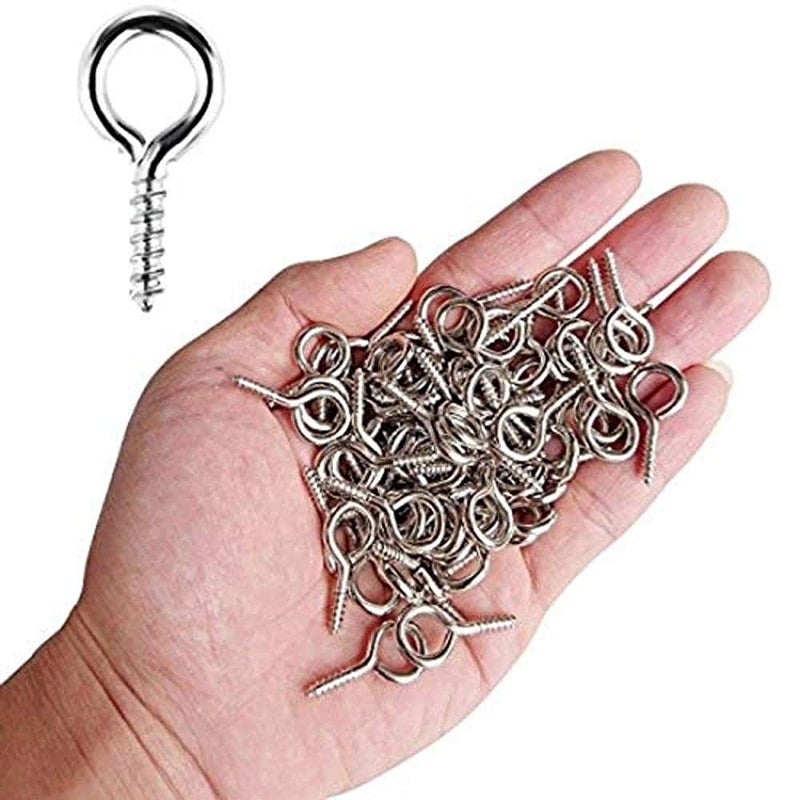 Diy Crafts CTDIYHI47513 1 Inch Small Screw Eyes Metal Eye Screw Hooks Self Tapping Screws Hook Ring Eyelet Hooks Silver 50 Piece Rust Proof Coating Gold - Image 3