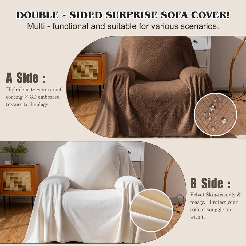 YUEANG Waterproof Recliner Chair Covers, Anti-Slip Reclining Chair Covers, Pet-Friendly, Washable, Durable and Breathable Couch Covers â€“ Reversible Design for Sofa Protection(71x71in/Brown) - Image 2