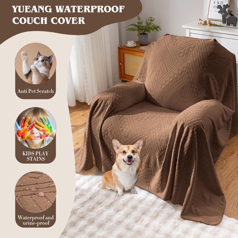 YUEANG Waterproof Recliner Chair Covers, Anti-Slip Reclining Chair Covers, Pet-Friendly, Washable, Durable and Breathable Couch Covers â€“ Reversible Design for Sofa Protection(71x71in/Brown) - Image 4