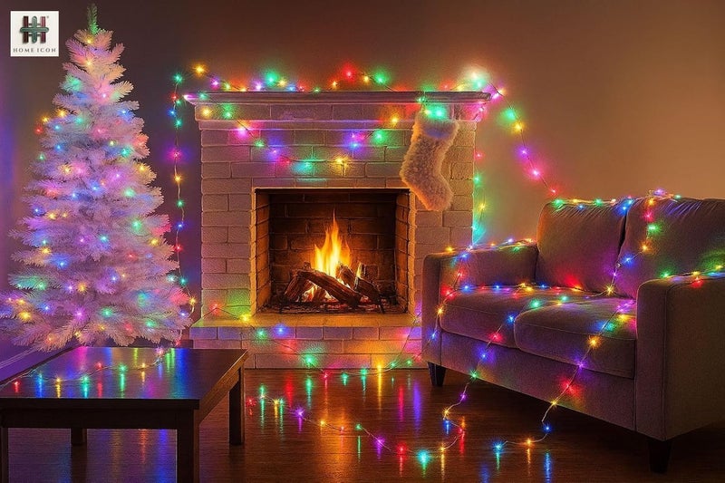 Home Icon [عبوة 2] أضواء الجنيات الملونة - تعمل بالبطارية، 10م/33قدم/100 LED/وضعين - Image 4
