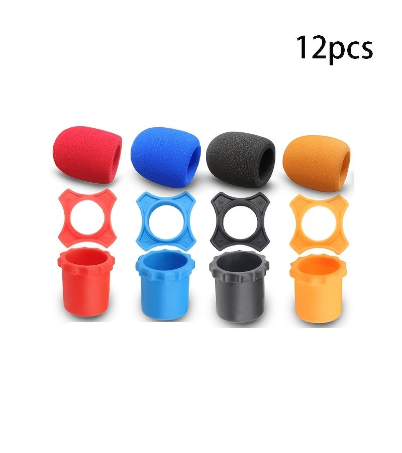 12pcs Non Slip Foam Microphone Covers With Silicone Rings For Stage KTV Podcasting - Image 1