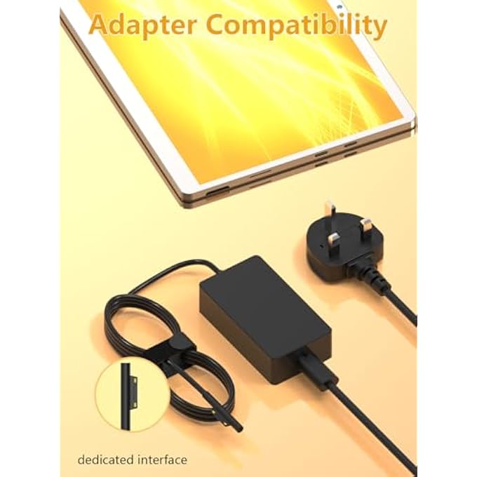 rayihni NEW SURFACE PRO CHARGER, 65W LAPTOP CHARGER COMPATIBLE WITH MICROSOFT SURFACE PRO 11/10/9/8/7+/7/6/5/4, LAPTOP 7/6/5/4/3, SURFACE GO 4/3/2, BOOK 3/2 POWER ADAPTER CABLE AND USB PORT - Image 3