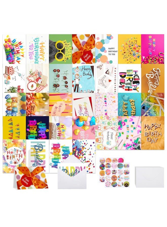 Joyberg 32 PCS Happy Birthday Cards Bulk with Envelopes, 4x6 Assorted Birthday Cards - Image 1
