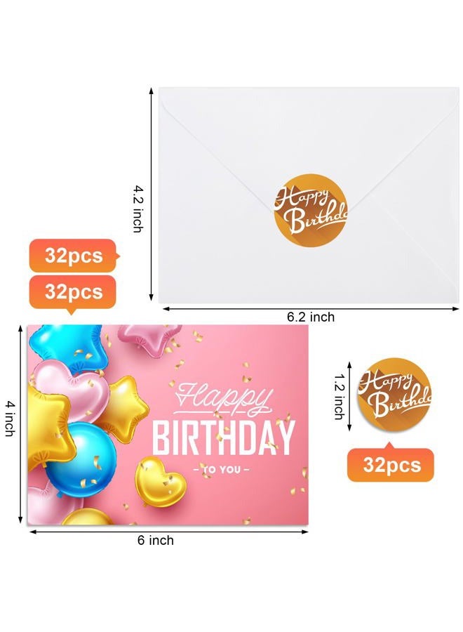 Joyberg 32 PCS Happy Birthday Cards Bulk with Envelopes, 4x6 Assorted Birthday Cards - Image 2