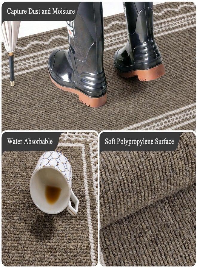 Ileading Indoor Door Mat 2x3ft, Absorbent Dog Muddy Paws Mats, Low-Profile Entrance Small Runner Carpet with Non-Slip Rubber Backing, Washable Inside Welcome Mat for Hallway,Entryway,Kitchen (Brown) - Image 4