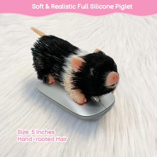 VOLOBE 5 Inches Silicone Piglet Soft Mini Realistic Silicone Animal with Silicone Piglet Accessories for Kids Boy Girl Birthday Luna - Image 5
