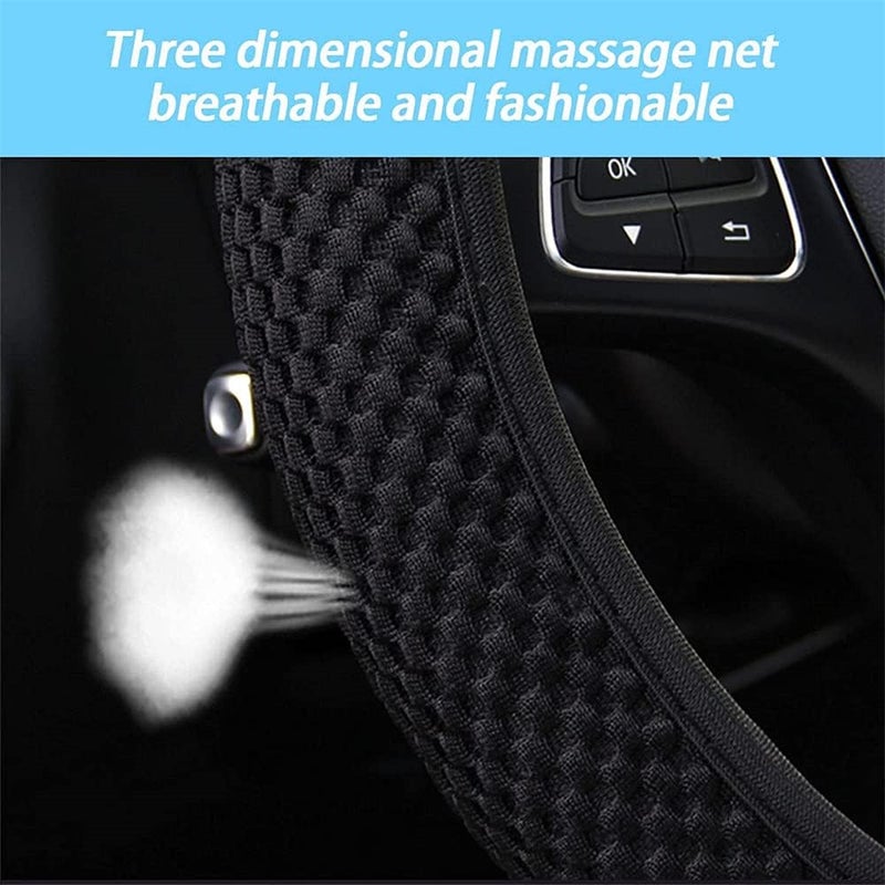 ELECDON Elastic Stretch Steering Wheel Cover, Universal 15 Inch Automotive Steering Wheel Cover, Microfiber Breathable Ice Silk, Anti Slip, Odorless, Warm In Winter And Cool In Summer (Black) - Image 2