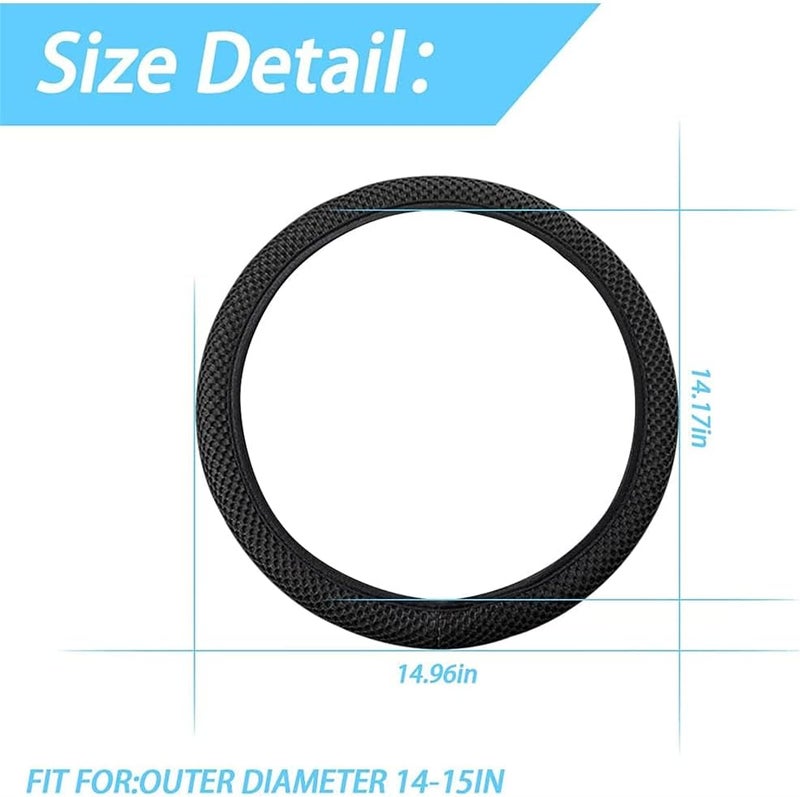ELECDON Elastic Stretch Steering Wheel Cover, Universal 15 Inch Automotive Steering Wheel Cover, Microfiber Breathable Ice Silk, Anti Slip, Odorless, Warm In Winter And Cool In Summer (Black) - Image 5