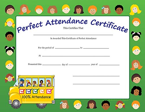 SHAPES ETC. 30pcs Perfect Attendance Recognition Certificates 11inx8.5in Colorful Award Kids Student Graduations Moving Up Ceremonies Achievement Days Banquets Academic Competitions USA Made - Image 2