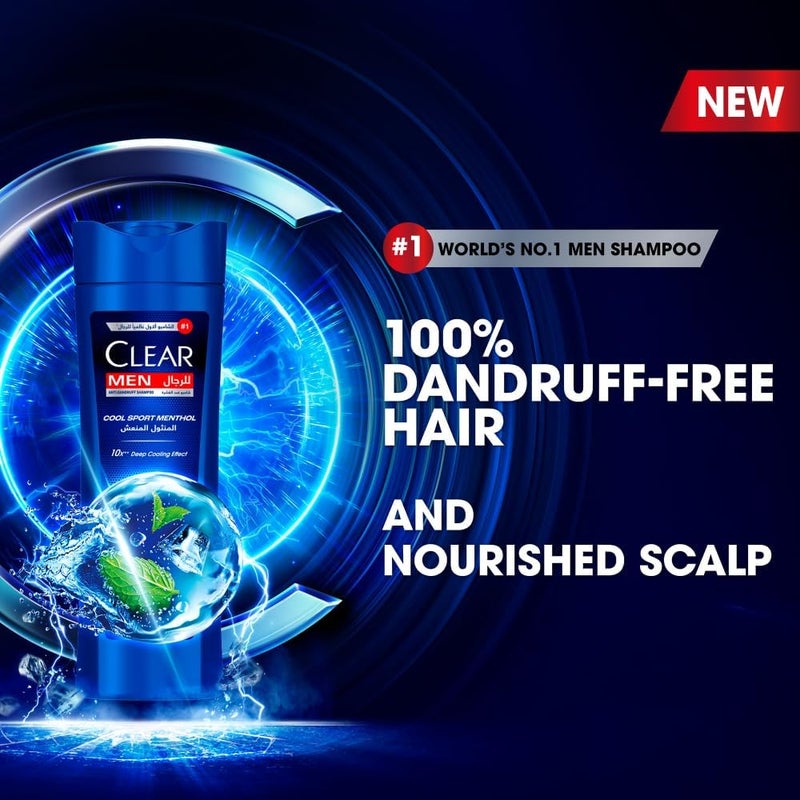 Clear Men's Anti-Dandruff Shampoo Cool Sport Menthol, 400ml - Image 3