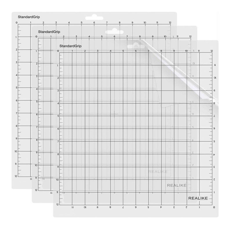 REALIKE 12X12 StandardGrip Cutting Mats for Silhouette Cameo 43213 PackGridded Adhesive NonSlip NonSlip Cutting Mat Replacement Accessories Set Mats Vinyl Craft Sewing