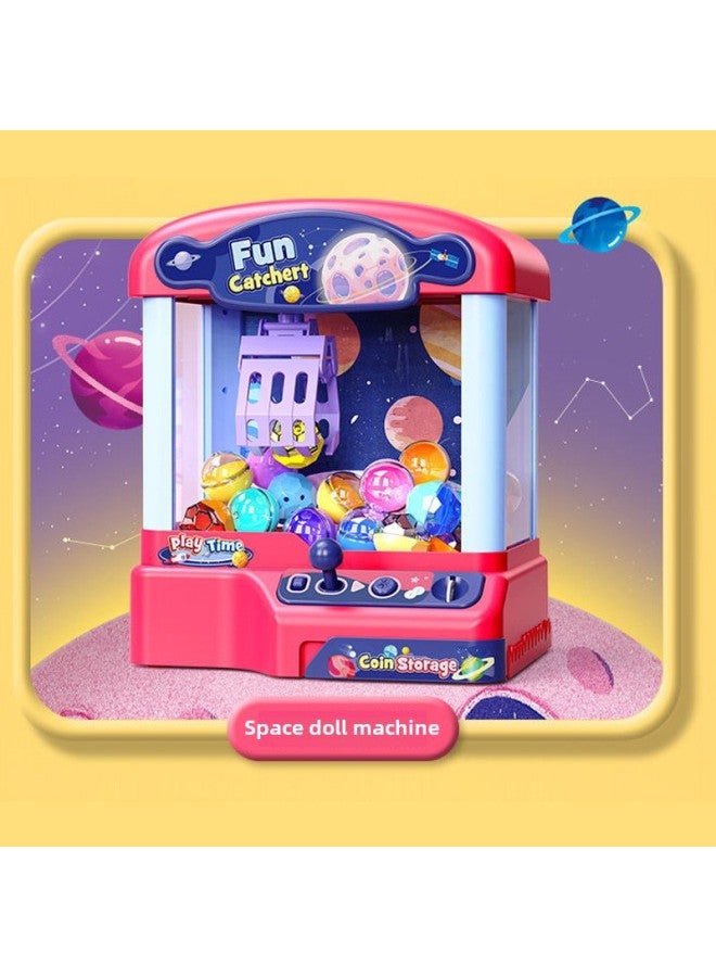 Children's Large Electric Doll Grabbing Machine Toy Sound And Light Coin Twist Egg Clip Doll Cartoon Animal Girl Play House-Specifications:Space-Color: Doll Machine +18 Balls +24 Coins - Image 1