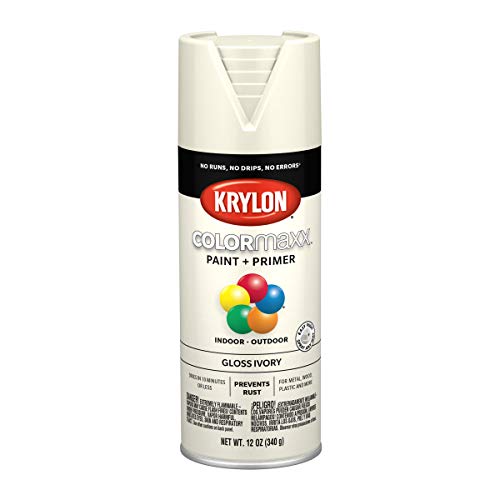 Krylon K05524007 COLORmaxx Spray Paint and Primer for Indoor/Outdoor Use, Gloss Ivory - Image 1