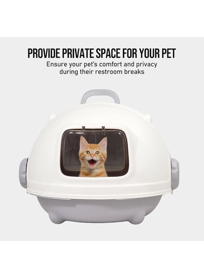 أن ان سي بيتس صندوق قمامة قطط كبير مغلق بالكامل مع مغرفة، مقاوم للرائحة، محمول ومقاوم للرذاذ، مريح وسهل التنظيف، مناسب للاستخدام الداخلي والخارجي (56 سم) - Image 4