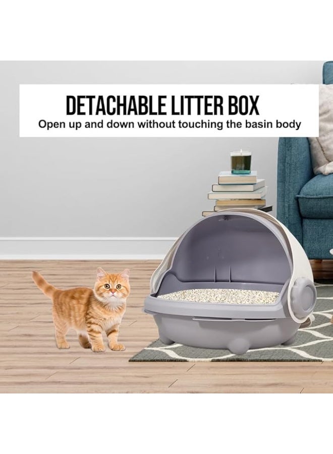 أن ان سي بيتس صندوق قمامة قطط كبير مغلق بالكامل مع مغرفة، مقاوم للرائحة، محمول ومقاوم للرذاذ، مريح وسهل التنظيف، مناسب للاستخدام الداخلي والخارجي (56 سم) - Image 5