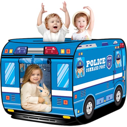 Britik Pop Up Play Tent for Kids Aged 35 Years Old Boys and Girls  Police Car Playhouse Toy Play Tents for Toddlers 35 Kids Tent Indoor Outdoor Playhouse Toys for 3  Year Old Police Car - Image 1