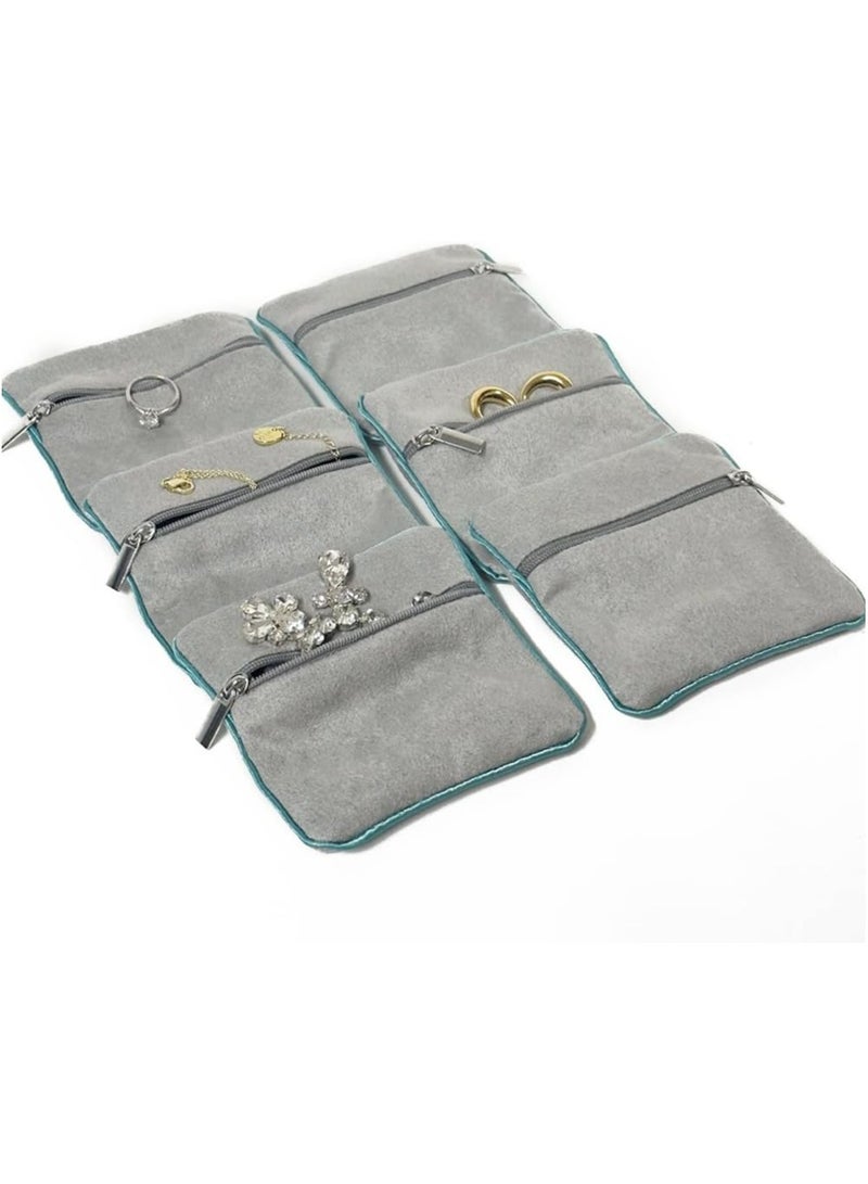 Oasisgalore 6 Pcs Velvet Jewelry Pouches with Zipper, Travel Storage for Women, Organizer - Image 1