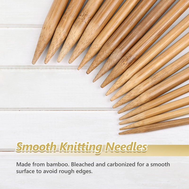 LIHAO 30pcs Bamboo Knitting Needles Set, Wooden Knitting Needles, Knitting Kit Accessories for Beginners Handmade, Single Pointed from 2.0mm-10.0mm - Image 3