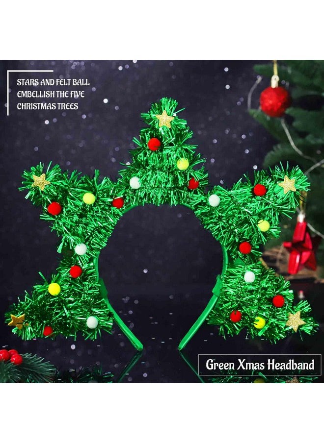 Olbye - Christmas Tree Headbands Women’S Christmas Costume Green Hairbands With Star Hair Hoop Xmas Tree Headpiece Festival Headwear Holiday Party Hair Accessories For Women Girls(Xmas Tree B) - Image 1