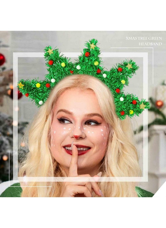 Olbye - Christmas Tree Headbands Women’S Christmas Costume Green Hairbands With Star Hair Hoop Xmas Tree Headpiece Festival Headwear Holiday Party Hair Accessories For Women Girls(Xmas Tree B) - Image 1