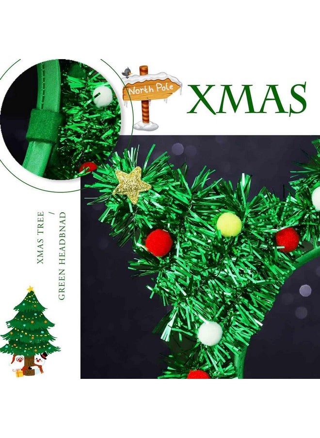 Olbye - Christmas Tree Headbands Women’S Christmas Costume Green Hairbands With Star Hair Hoop Xmas Tree Headpiece Festival Headwear Holiday Party Hair Accessories For Women Girls(Xmas Tree B) - Image 1