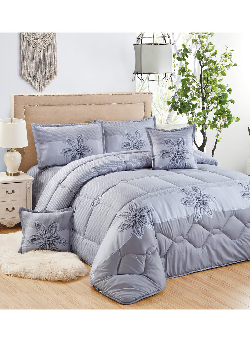 Moon 4 Pieces Single Size 160x210Cm Comforter Set Medium Filling Bedding Set for All Season Includes 1Comforter 1Bedsheet 1Pillow Shams and 1Cushion cases - Image 1